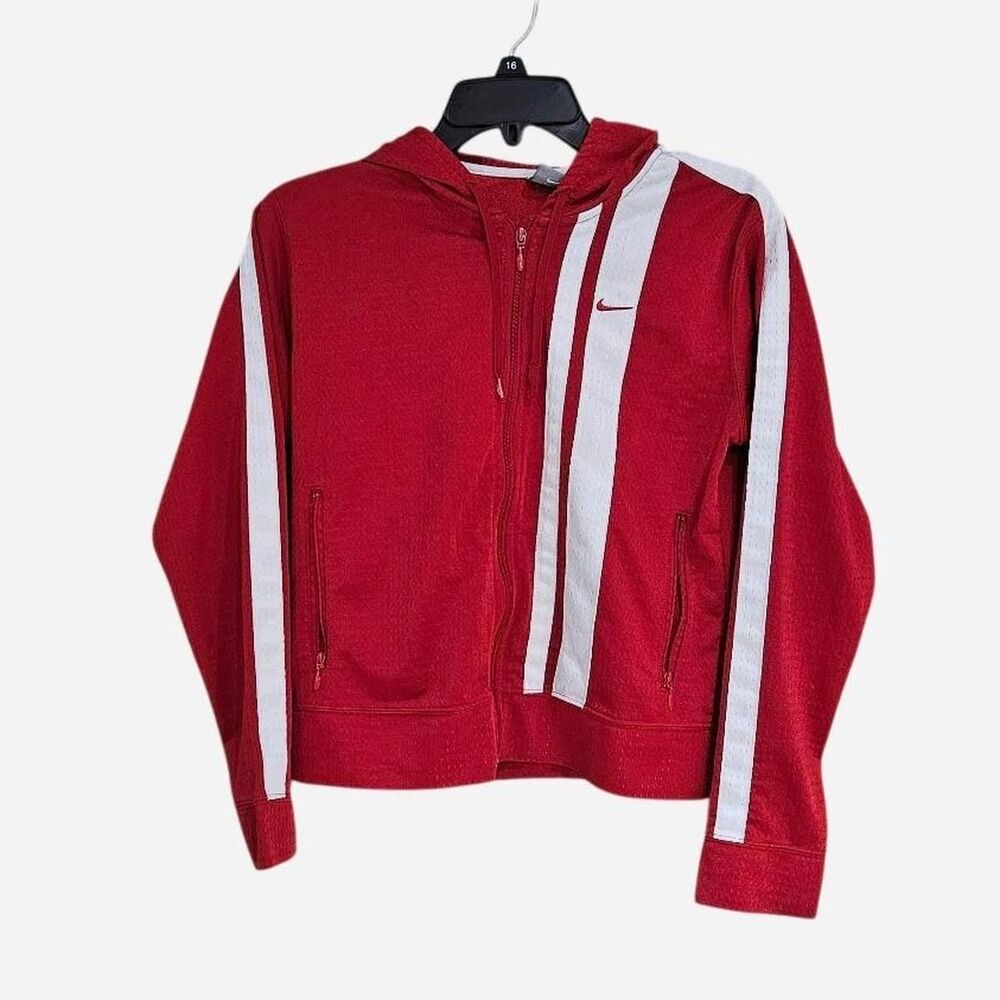 y2k sporty athleisure red white striped Nike hoodie